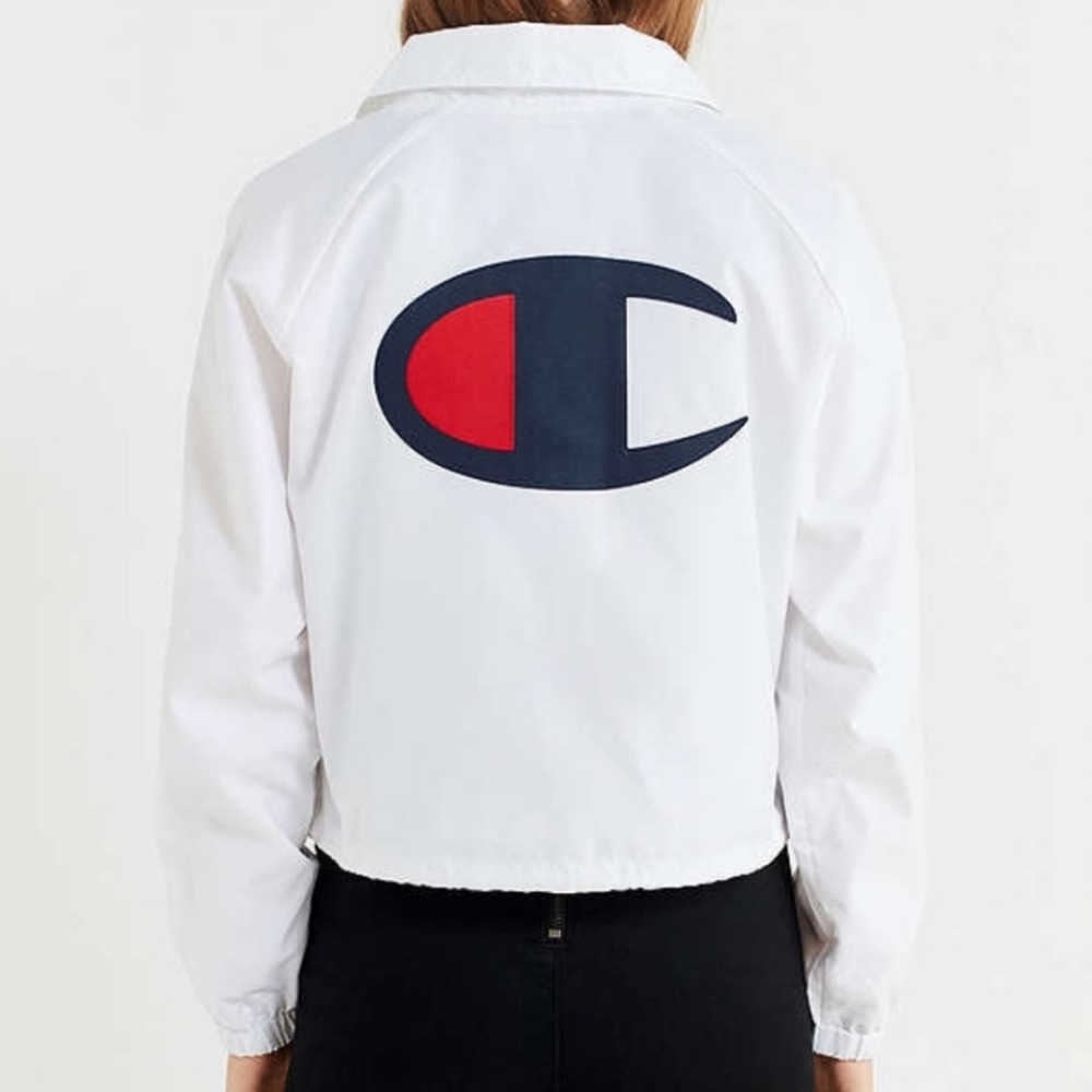 Champion White Cropped Coach Windbreaker Jacket S - Picture 3 of 11